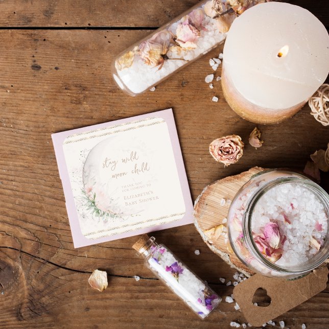 Adesivo Quadrado Filho da Lua | Chá de fraldas Boho Hippie (Criador carregado)