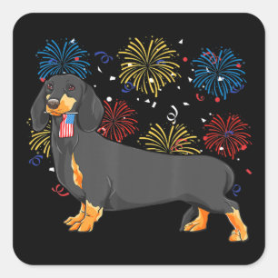 Adesivo Quadrado Filhos de Pais de mães Cães de Dachshund Doxie L