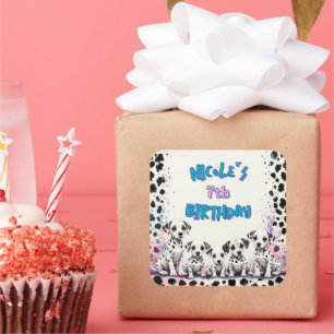 Adesivo Quadrado Filhotes de dálmata caprichosos Aniversário Person