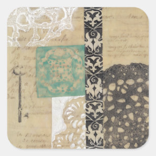 Adesivo Quadrado Filigrana e Chave II