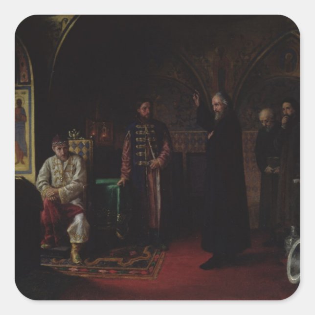 Adesivo Quadrado Filipe Metropolitano de Moscou com o czar Ivan (Frente)