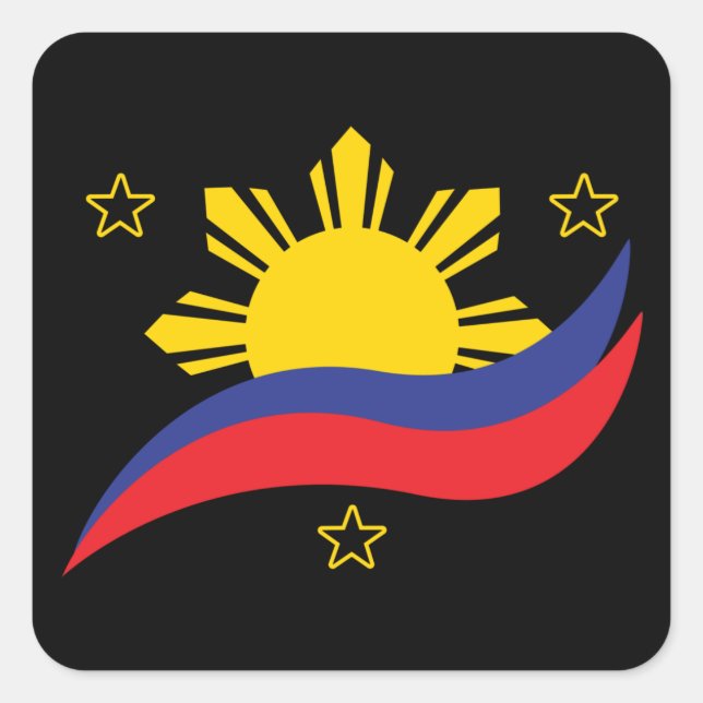Adesivo Quadrado Filipinas: Filipino Pinoy Flag (Frente)