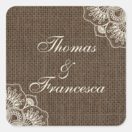 Adesivo Quadrado Filipiniana Lace sobre o Vinheta Russo Burlap