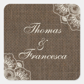 Adesivo Quadrado Filipiniana Lace sobre o Vinheta Russo Burlap