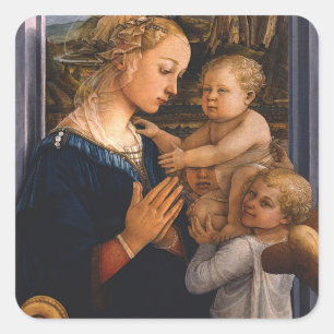 Adesivo Quadrado Filippo Lippi - Madonna E Criança Com Dois Ângul
