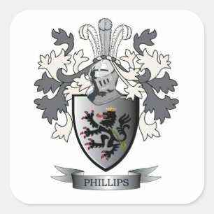 Adesivo Quadrado Fillips Family Crest Casaco de Braços