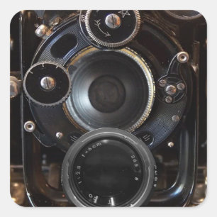Adesivo Quadrado Filme de Lente Vintage com Fotografia de Câmera An
