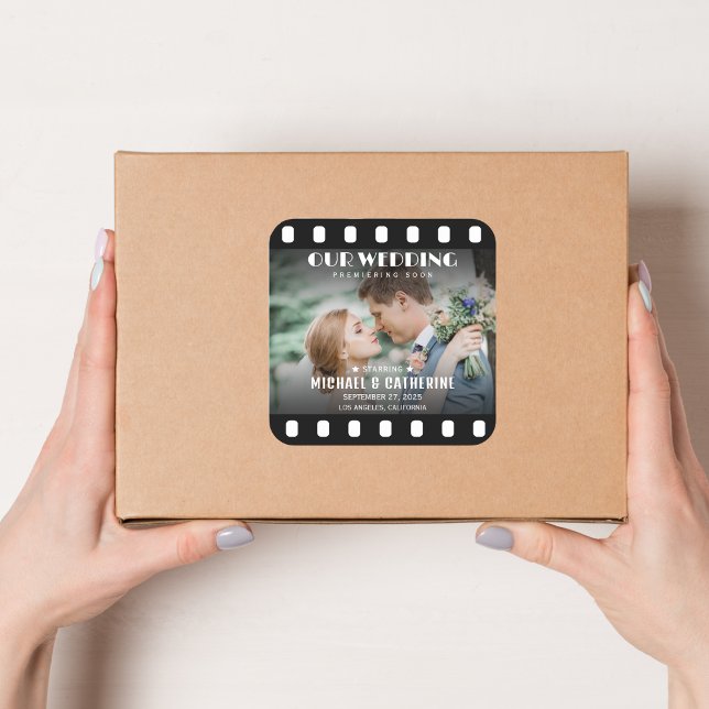 Adesivo Quadrado Filme Poster Reel Casamento Salve A Data (Criador carregado)