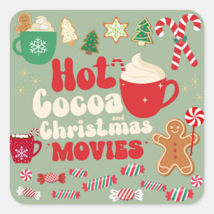 Adesivo Quadrado Filmes De Cacau Quente E De Natal