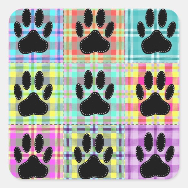 Adesivo Quadrado Filtro de Pata de Cães (Frente)