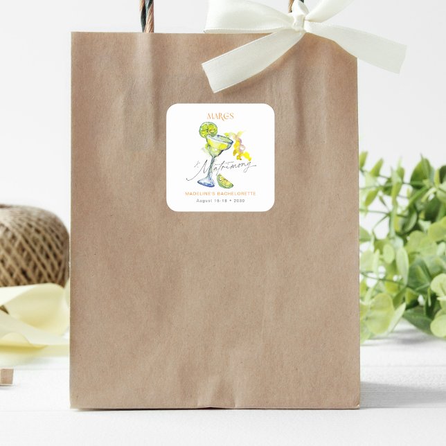 Adesivo Quadrado Fim de Semana da Solteirona Elegante Margs & Matri (Criador carregado)