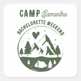 Adesivo Quadrado Fim de semana de acampamento de despedida de solte