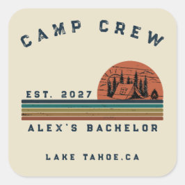 Adesivo Quadrado Fim de Semana de Camping Personalizado Despedida d