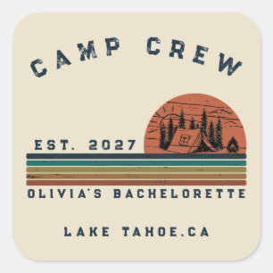 Adesivo Quadrado Fim de Semana de Camping Personalizado para Desped