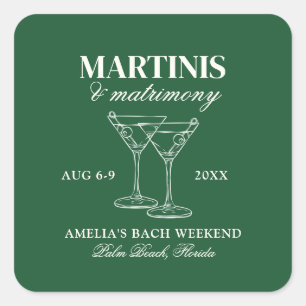 Adesivo Quadrado Fim de Semana de Despedida de Solteira Martinis &