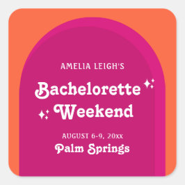 Adesivo Quadrado Fim de Semana de Despedida de Solteira Retro com P