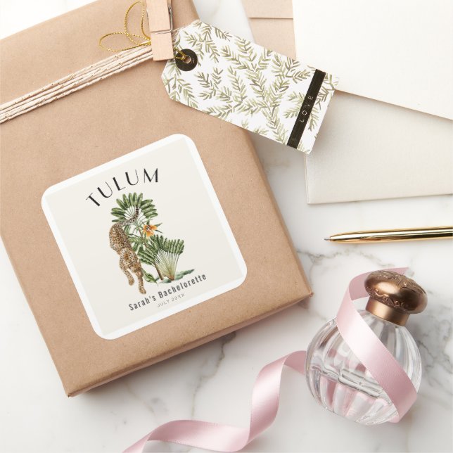 Adesivo Quadrado Fim de Semana de Despedida de Solteira Tropical Tu (Presentear)