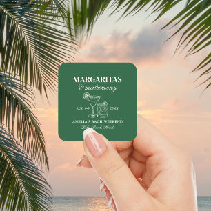 Adesivo Quadrado Fim de Semana de Solteira: Margaritas e Matrimônio