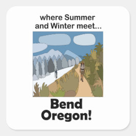 Adesivo Quadrado Fim de semana em Bend Oregon com clima de dupla es