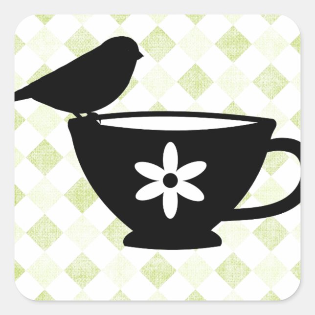 Adesivo Quadrado Finch na teacup Silhouette (Frente)