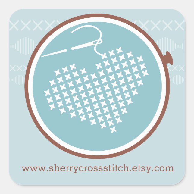 Adesivo Quadrado Fio de agulha de bordado cruzado (Frente)