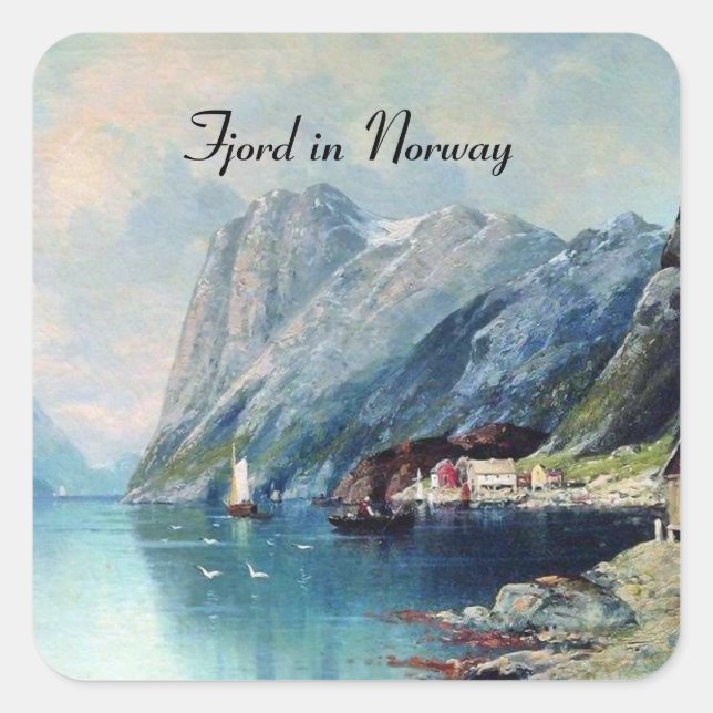 Adesivo Quadrado Fiord na pintura da Noruega por lev Lagorio (Frente)