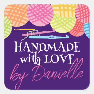 Adesivo Quadrado Fios de anzol crochado feitos à mão com amor