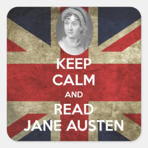 Adesivo Quadrado Fique calmo e leia Jane Austen