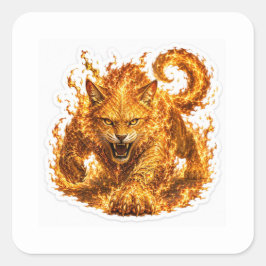 Adesivo Quadrado Fire Cat Fantasy Sticker