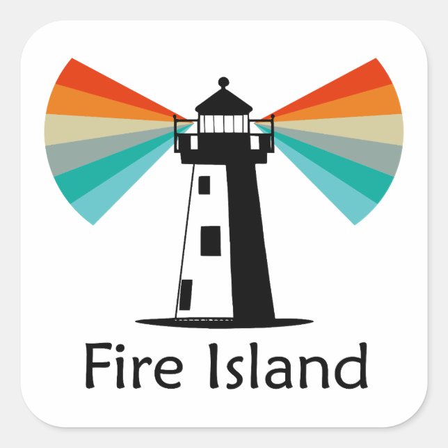 Adesivo Quadrado Fire Island Lighthouse Rainbow (Frente)