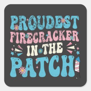 Adesivo Quadrado Firecracker mais orgulhoso no Patch, 4 de julho Tr