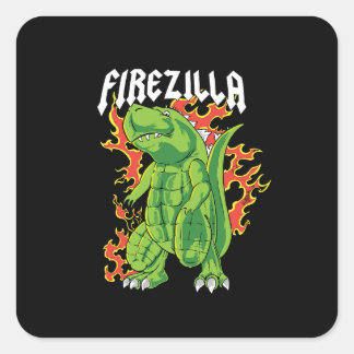 Adesivo Quadrado Firezilla Green E Fire Monster