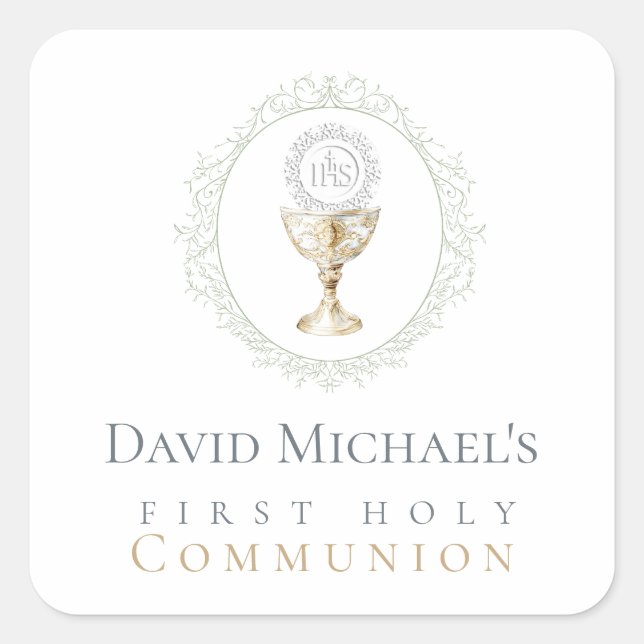 Adesivo Quadrado First Holy Communion (Frente)