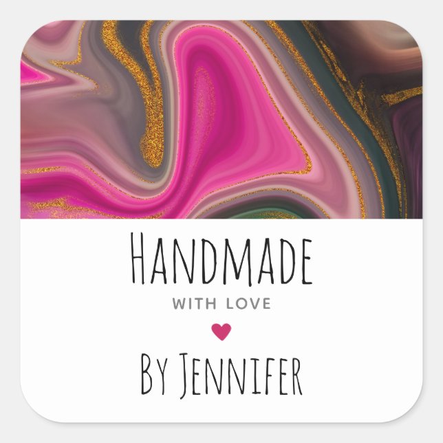 Adesivo Quadrado Fita à mão com rosa com amor, preto, Abstrato Dour (Frente)