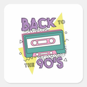 Adesivo Quadrado Fita Cassete Clássica da Nostalgia dos Anos 90