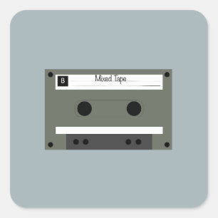 Adesivo Quadrado Fita cassete, mixtape