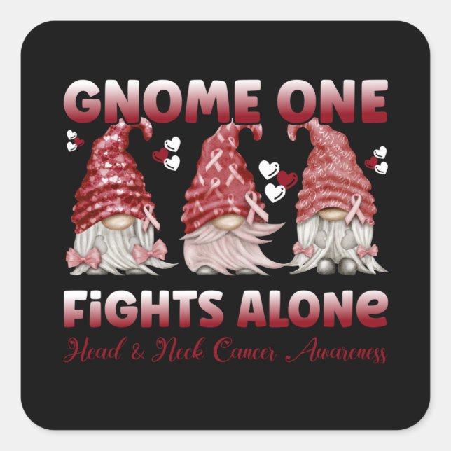 Adesivo Quadrado Fita de Borgonha Cancer Cabeça e Pescoço (Frente)