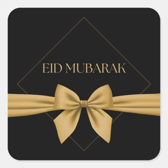 Adesivo Quadrado Fita de ouro Eid Mubarak (Frente)