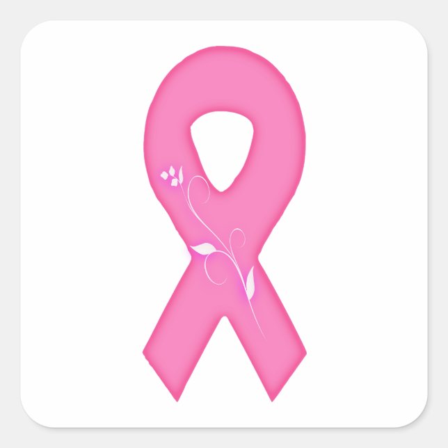 Adesivo Quadrado Fita De Sensibilização Do Cancer Com Flor (Frente)