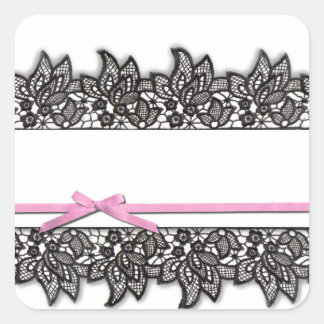Adesivo Quadrado Fita Preta Lace e Rosa