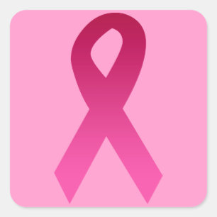 Adesivo Quadrado Fita rosa de reconhecimento do cancer da mama