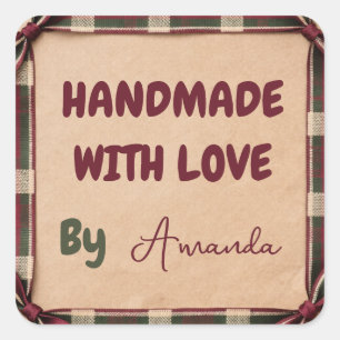 Adesivo Quadrado Fita Xadrez Personalizada Feita à Mão com Amor