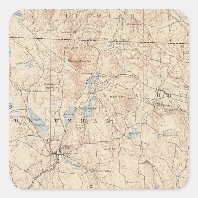 Adesivo Quadrado Fitchburg, Massachusetts (Frente)