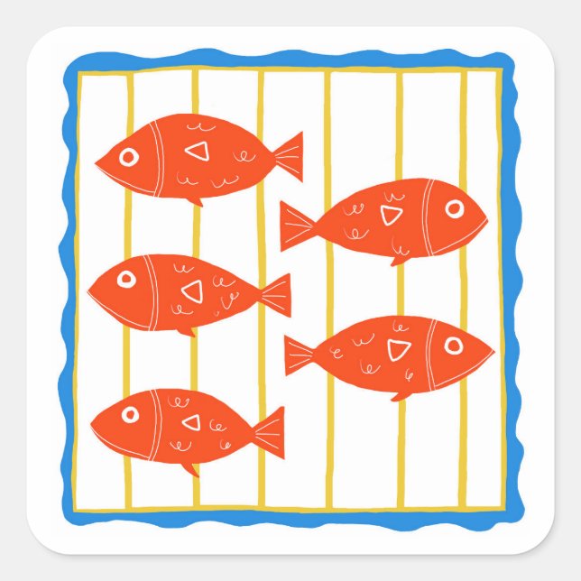 Adesivo Quadrado Five Fish sticker (Frente)