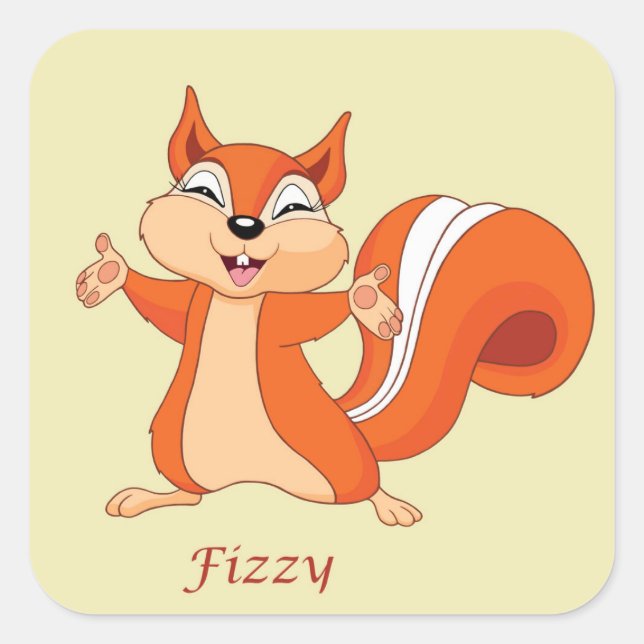 Adesivo Quadrado Fizzy, o Esquilo Bravo (Frente)
