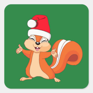 Adesivo Quadrado Fizzy, o Esquilo Bravo no Natal