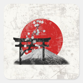 Adesivo Quadrado Flag e Symbols of Japan ID153