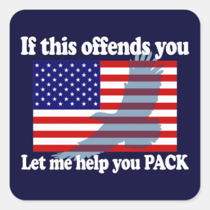 Adesivo Quadrado Flag & Eagle Patriot - EUA Flag