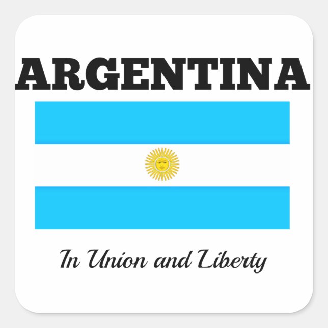 Adesivo Quadrado Flag of Argentina, labeled with motto (Frente)
