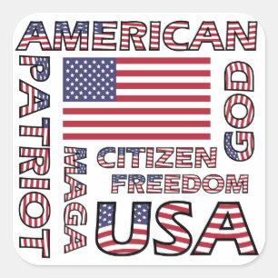 Adesivo Quadrado Flag Text American Patriotic